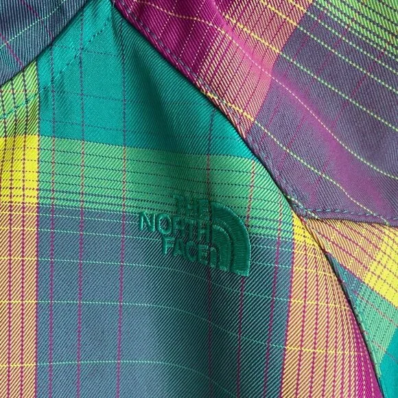 The North Face Women Jacket Size Large Colorblock Hooded Plaid Outdoor Y2K Core - Picture 5 of 16